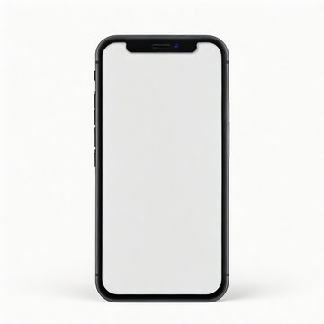 Mockup of smartphone with blank white screen on white background