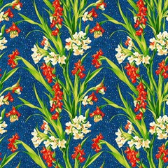Seamless floral pattern, tileable, Generative AI