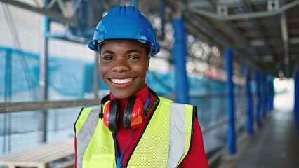 African american woman architect smiling confident standing at street