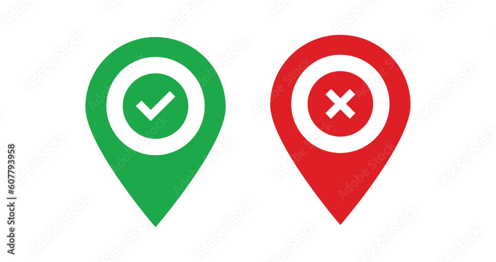 Poster does donts map pin green and red vector pointer