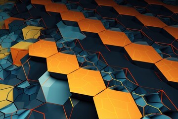 Obraz premium 3d geometric shape on blurred background of abstract design, created with generative ai