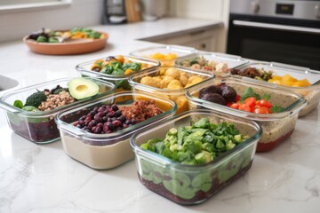 meal prep blogger, showing how to make healthy and delicious meals in advance for busy week ahead, created with generative ai