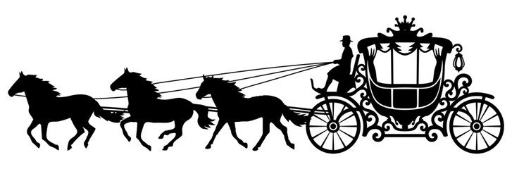 Fototapeta na wymiar Illustration horse drawn carriage silhouette vector