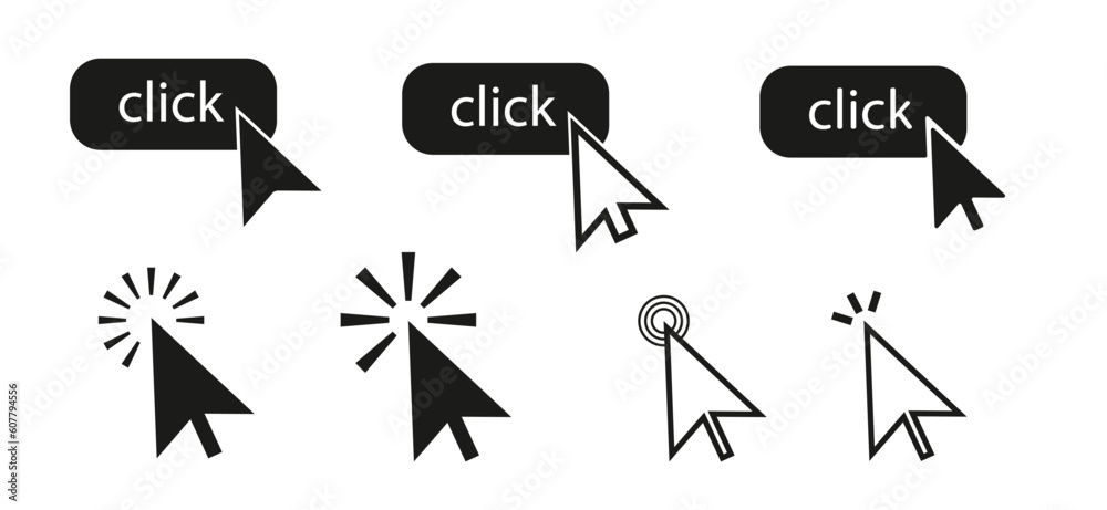 Poster cursor icon arrow . web mouse poiner click symbol