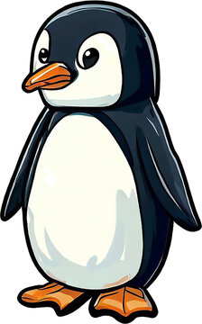 a penguin in comic style, on transparent background as PNG.(generative ai)