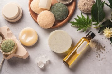 Obraz na płótnie Canvas cbd oil being used in a variety of beauty products, including face masks and bath bombs, created with generative ai