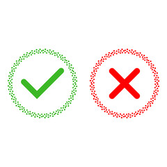 Decision making icons for yes and no voting. Vector illustration isolated on white background.