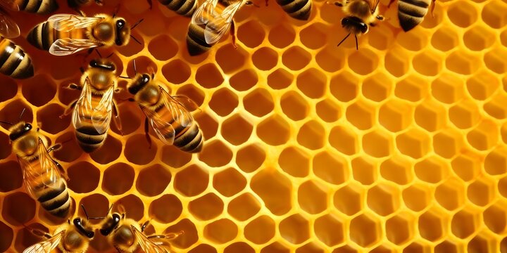 Bees work on honey cells