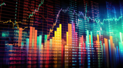 A background with multiple stock market charts and financial indicators