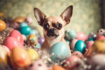 Fototapeta na wymiar Authentic Photo Cute Chihuahua with Rabbit Ears. Generative AI
