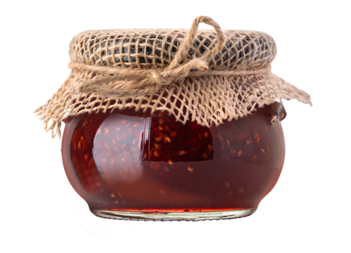 jam in a jar tied with a rope