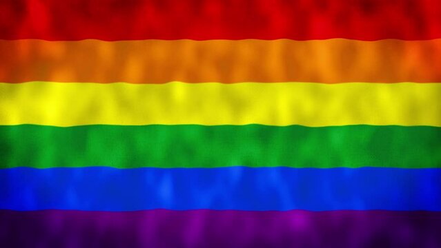 LGBT Pride flag. Gay rights. Gender equality. Diversity tolerance. Rainbow 6 six stripe symbol of June Parade celebration. Realistic 2D animation with rippled cotton texture. Pride month.