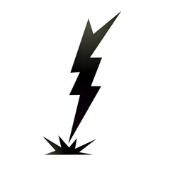 silhouette of lightning striking. lightning bolt flashed. vector illustration