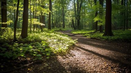 path in the forest sunlight