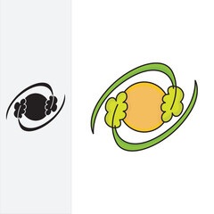 moon and Leaves logo design template sign. solid and stylish silhouette.
