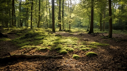 Obraz premium path in the forest sunlight