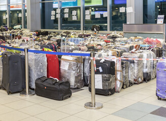 A lot of bags in Domodedovo airport in Moscow, Russia