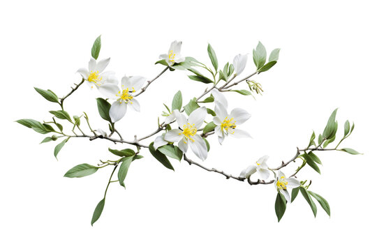 White flowers branch on white. Generative Ai	
