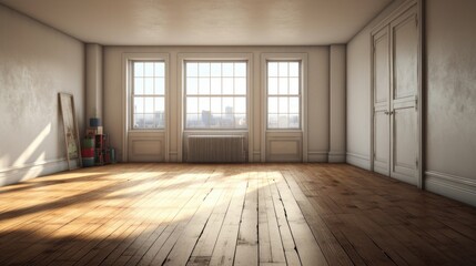 Interior of an empty spacious apartment