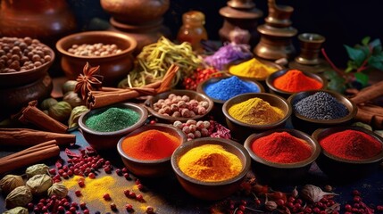 Fototapeta premium Traditional spices. Generative AI