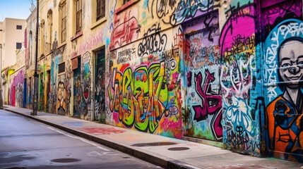 Graffiti on the wall in the street !