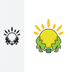 Sun and Leaves logo design vector template sign icon. solid and stylish silhouette.
