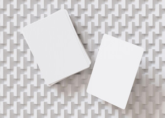 White and blank playing cards. Poker cards mock up. Template with copy space for your design. Close-up. Cards mockup. 3D rendering.