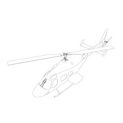Helicopter detailed outline. Vector isolated on a white background. Adult military helicopter coloring page for book. Copter and Aircraft. Vector illustration. Black contour sketch illustrate.