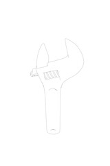 Vector illustration of adjustable wrench. Repair tools icon isolated on white background. Vector illustration..