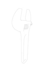 Vector illustration of adjustable wrench. Repair tools icon isolated on white background. Vector illustration..