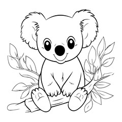 Koala Coloring Book Page Cartoon Ilustration-01