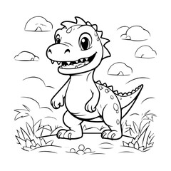 Dinosaurus Coloring Book Page Cartoon Ilustration-01