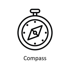 Compass Vector  outline Icon Design illustration. User interface Symbol on White background EPS 10 File