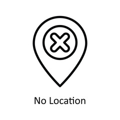 Obraz premium No Location Vector outline Icon Design illustration. User interface Symbol on White background EPS 10 File