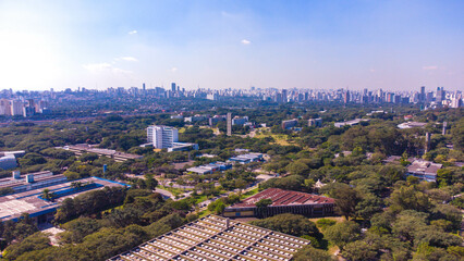 Visão aérea da cidade da cidade universitária na cidade de São Paulo - Brasil. 