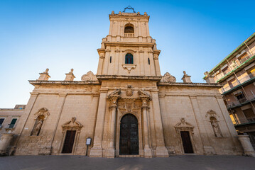 Fototapeta na wymiar View of the Avola Cathedral, Syracuse, Sicily, Italy, Europe