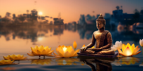 Tranquility and Mindfulness: Golden Buddha Art