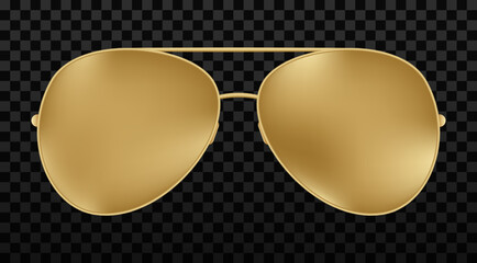 Gold aviator sunglasses with gold frame. Golden Sun glasses © Oleksii Bezrodnii