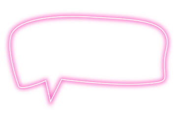 Neon pink chat bubble png. Glowing speech bubble on transparent background.
