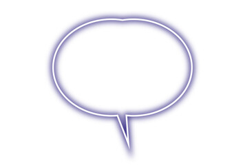 Neon purple chat bubble png. Glowing speech bubble on transparent background.