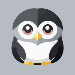 Cute vector illustration or icon of a penguin