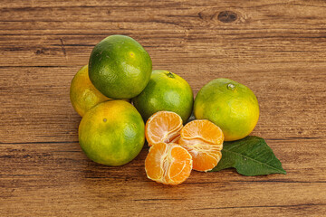 Sweet ripe and tasty green mandarin