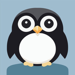 Cute vector illustration or icon of a penguin