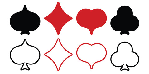 Black and red outline card suits