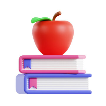 physics book 3d render icon illustration, transparent background, library education