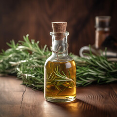 Obraz na płótnie Canvas Generative ai: A bottle of rosemary essential oil