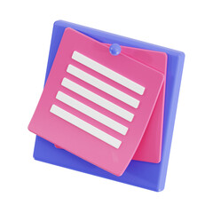 notes 3d render icon illustration, transparent background, library education