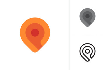 Pin logo. Location icon vector. GPS. Navigation map. Place. Direction. Compass. Modern Minimalist Logo Design