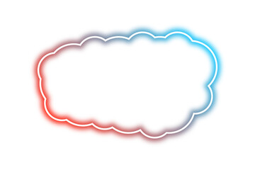 Neon cloud shape png. Glowing blue red cloud on transparent background.