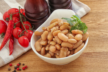 Whinte canned kidney beans in the bowl